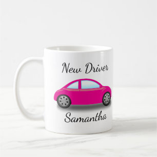 Mug Permis de conduire personnalisé rose pour nouvelle