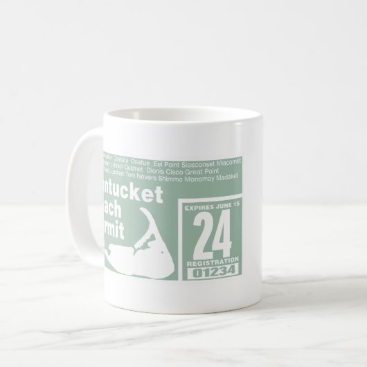 Mug Permis de plage Nantucket 2024 vert (Devant gauche)