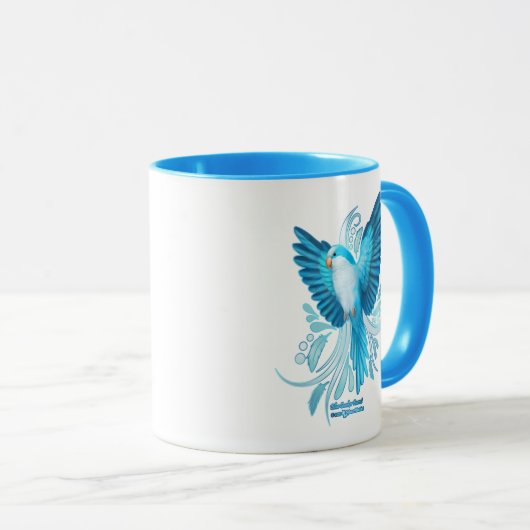 Mug Perroquet bleu Quaker (Devant droit)