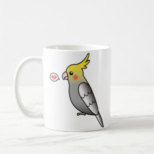 Mug Perroquet Cacatoès de dessin animé gris Amour