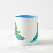 Mug Perroquet en vol, vert citron vert et turquoise (Centre)