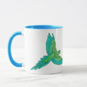 Mug Perroquet en vol, vert citron vert et turquoise (Gauche)