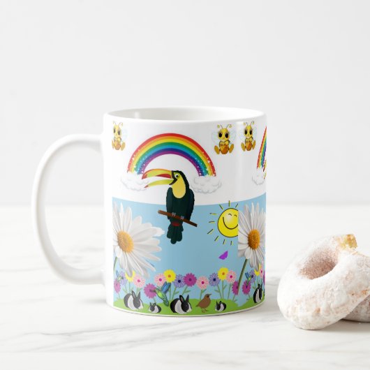 Mug Perroquet lapins arc-en-ciel Musique (Avec donut)