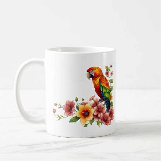 Mug Perroquet Tropical et Fleurs (Gauche)