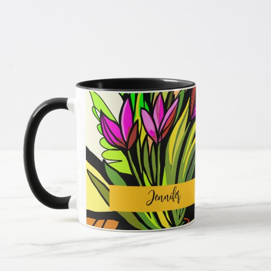 Mug Perroquet vert avec orange et jaune (Gauche)