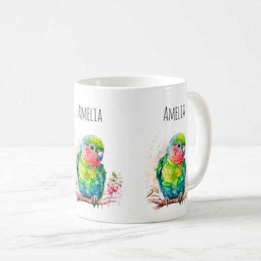 Mug Perroquet vert - Bébé mignon oiseau (Devant droit)