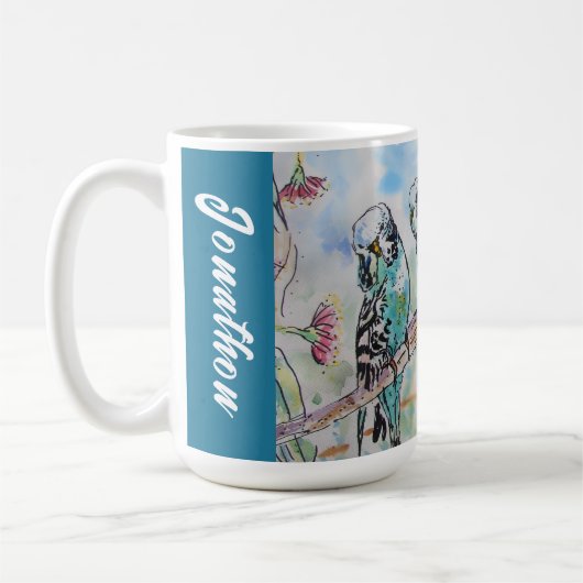 Mug Perroquets Budgies Mâles Nom (Gauche)