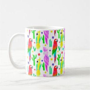 Mug Perroquets coloré sans couture motif dessiné à la