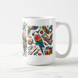 Mug Perroquets colorés Art tropical