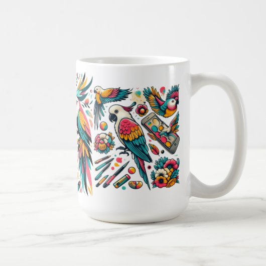 Mug Perroquets colorés Art tropical (Droite)