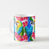 Mug Perroquets colorés aux fleurs tropicales (Devant gauche)