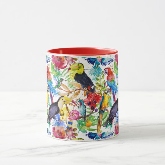 Mug Perroquets colorés d'aquarelle (Centre)