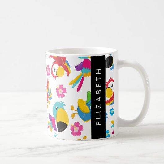 Mug Perroquets colorés, perroquets tropicaux, Votre No (Droite)
