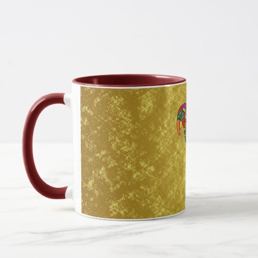 Mug Perroquets en or jaune rouge vert bleu (Gauche)