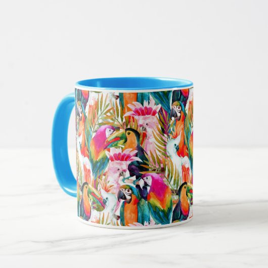 Mug Perroquets et palmettes (Devant gauche)