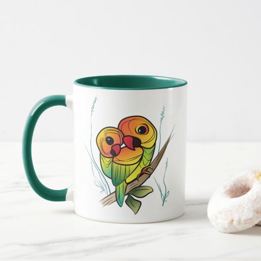Mug Perroquets inséparables (Avec donut)