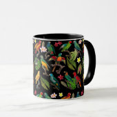 Mug Perroquets tropicaux colorés, Feuilles et fleurs (Devant droit)