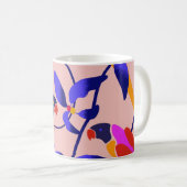 Mug Perroquets Vintages roses : Illustration Exotique  (Devant droit)