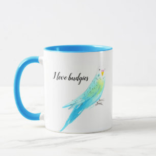 Mug Perruche Bouledogue Aquarelle Bleue