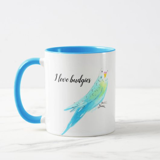 Mug Perruche Bouledogue Aquarelle Bleue (Gauche)
