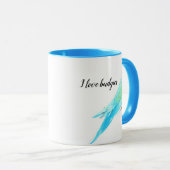 Mug Perruche Bouledogue Aquarelle Bleue (Devant droit)