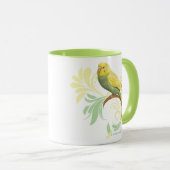 Mug Perruche verte en pastel (Devant droit)