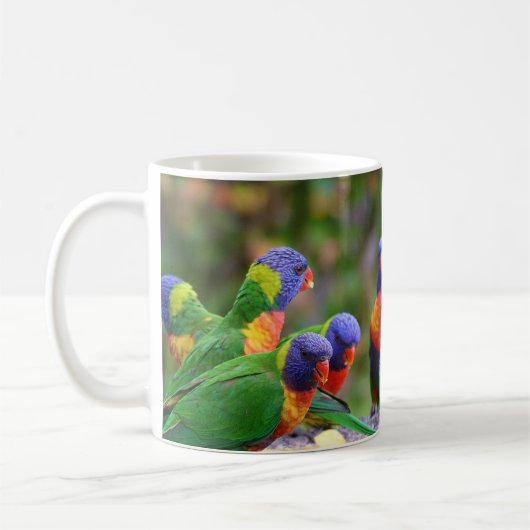 Mug Perruches arc-en-ciel colorées mangeant (Gauche)