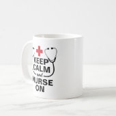 Mug Personalisé Conserver le calme et l'infirmière sur (Devant gauche)