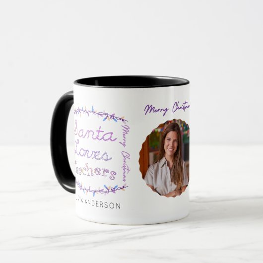 Mug Personalisé Noël Enseignant Aimer Photos & Nom (Devant gauche)
