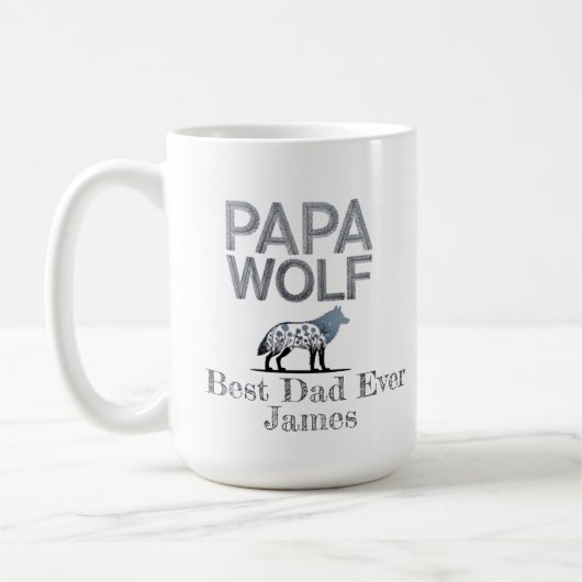 Mug Personalisé Papa Wolf Nature Silhouette (Gauche)