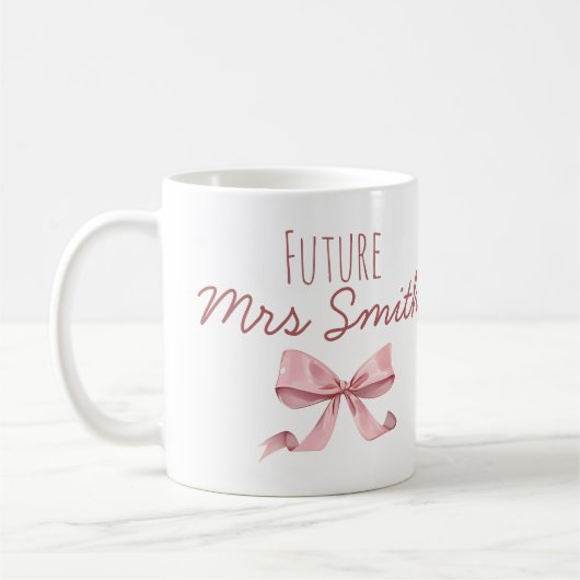 Mug Personalised Cute ribbon coquette future Mrs  (Gauche)