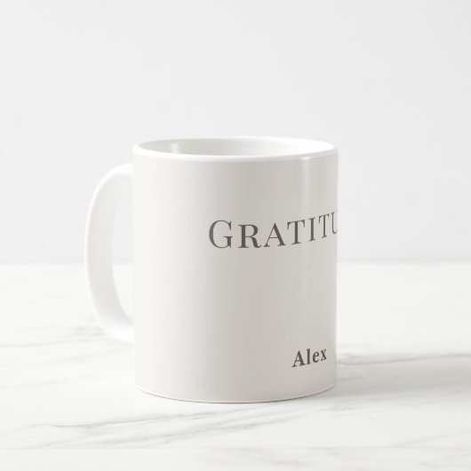 Mug Personalised Gratitude – Minimal Typography Design (Devant gauche)