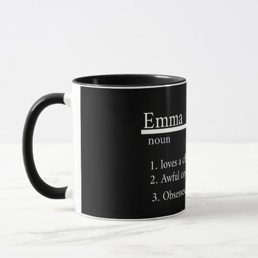Mug “Personalised Name Grey Satin Coffee Mug” (Gauche)
