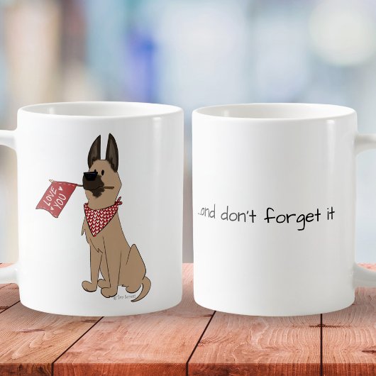 Mug Personalize Love You Cute Dog Cartoon White Simple