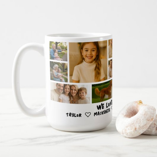 Mug Personalized 14 Photo Template Collage and Text (Avec donut)