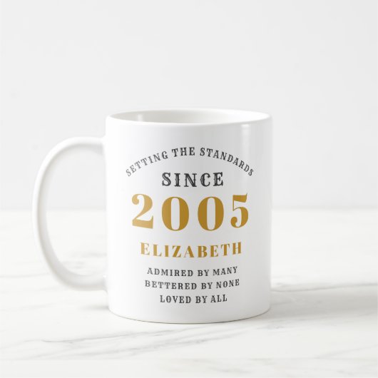 Mug Personalized 21st Birthday 2005 Add Name Elegant (Gauche)