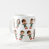 Mug Personalized 3 Photos Face Funny Christmas Elf Kid (Devant gauche)