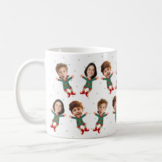 Mug Personalized 3 Photos Face Funny Christmas Elf Kid (Gauche)