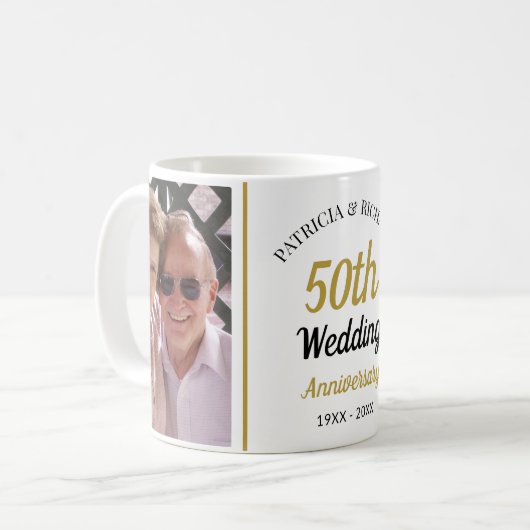 Mug Personalized 50th Gold Anniversary 2 Photo Collage (Devant gauche)