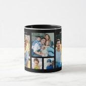 Mug Personalized 5 Photo Collage Family Name Black (Centre)