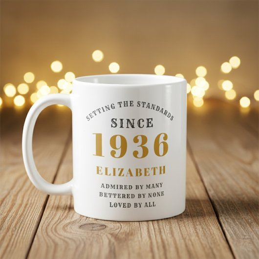 Mug Personalized 90th Birthday 1936 Add Name Elegant