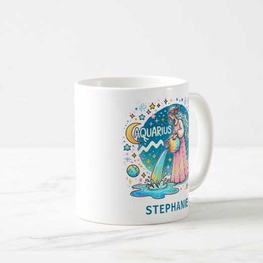 Mug Personalized Aquarius Zodiac Water Bearer (Devant droit)