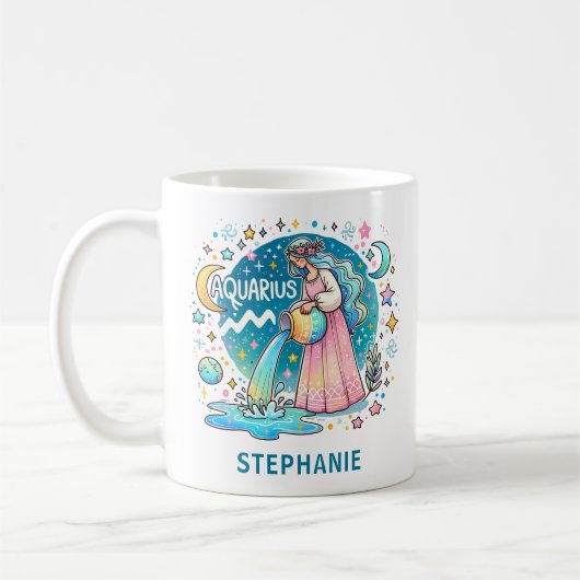 Mug Personalized Aquarius Zodiac Water Bearer  (Gauche)