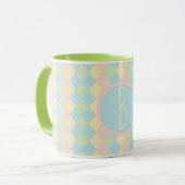 Mug Personalized Argyle spring pastel colored pattern (Devant gauche)