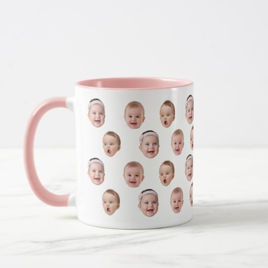 Mug Personalized Baby Photo Coffee Mug, 3 Faces (Gauche)