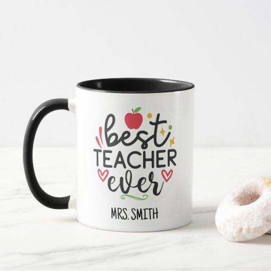 Mug Personalized Best Teacher Ever (Avec donut)