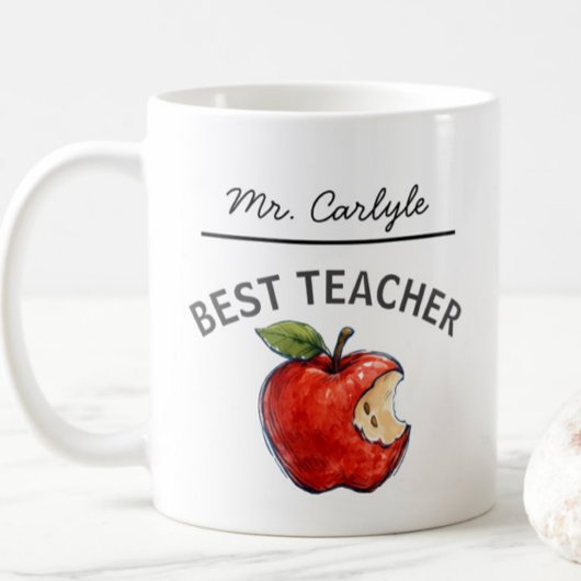Mug Personalized BEST TEACHER Name Apple Gift