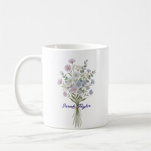 Mug Personalized Birth Flower Aster Custom (Gauche)