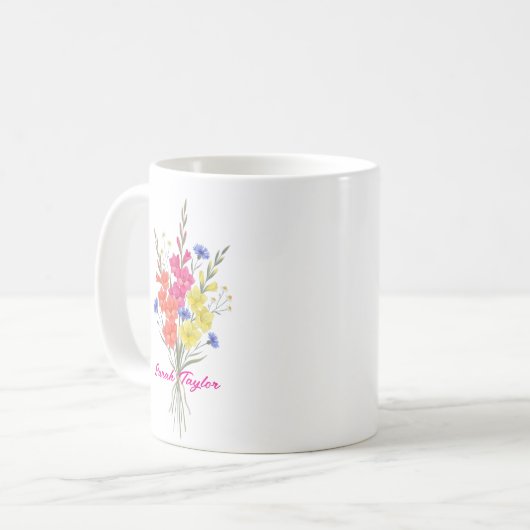 Mug Personalized Birth Flower Gladiolus Custom (Devant gauche)