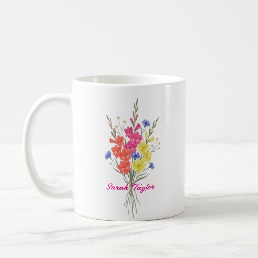 Mug Personalized Birth Flower Gladiolus Custom (Gauche)